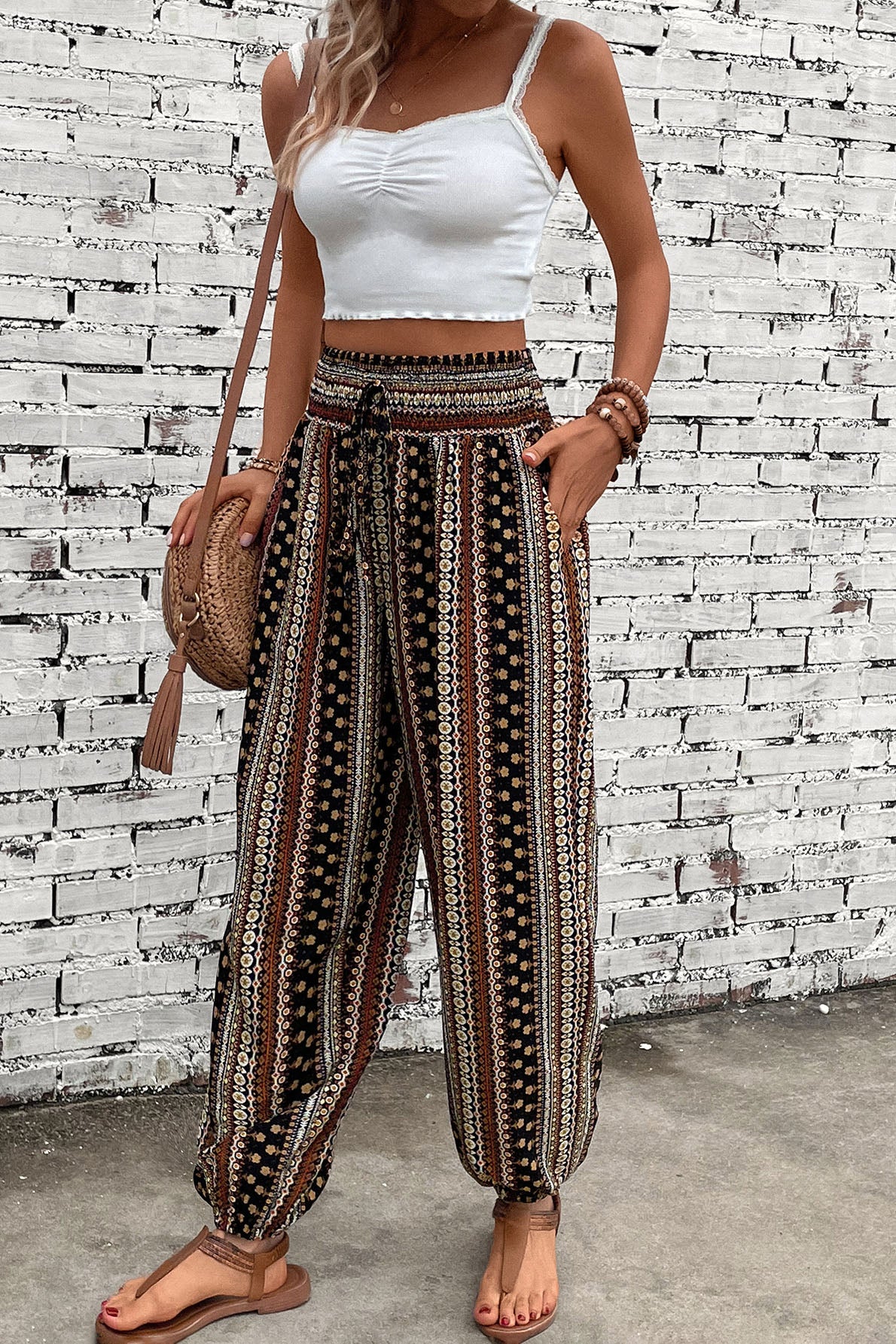 Printed High Waist Pants